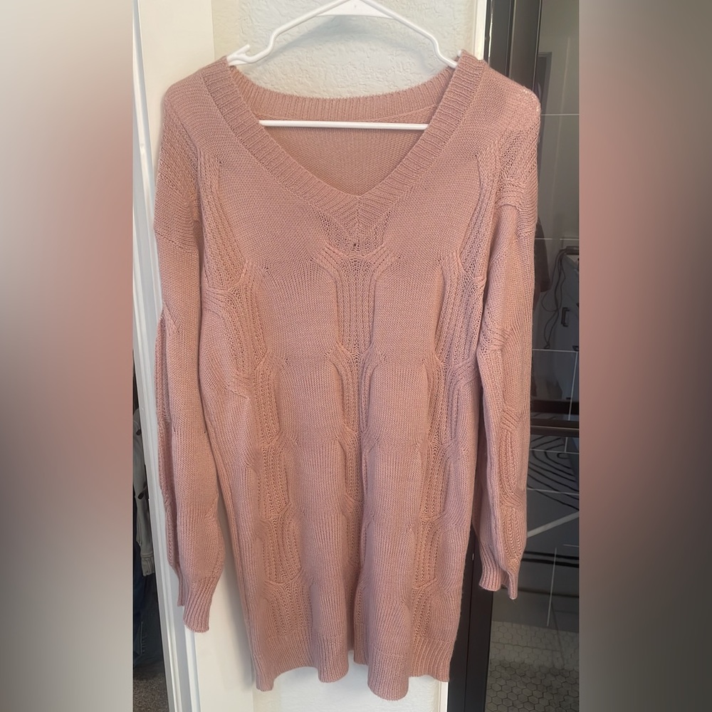 pink sweater dress